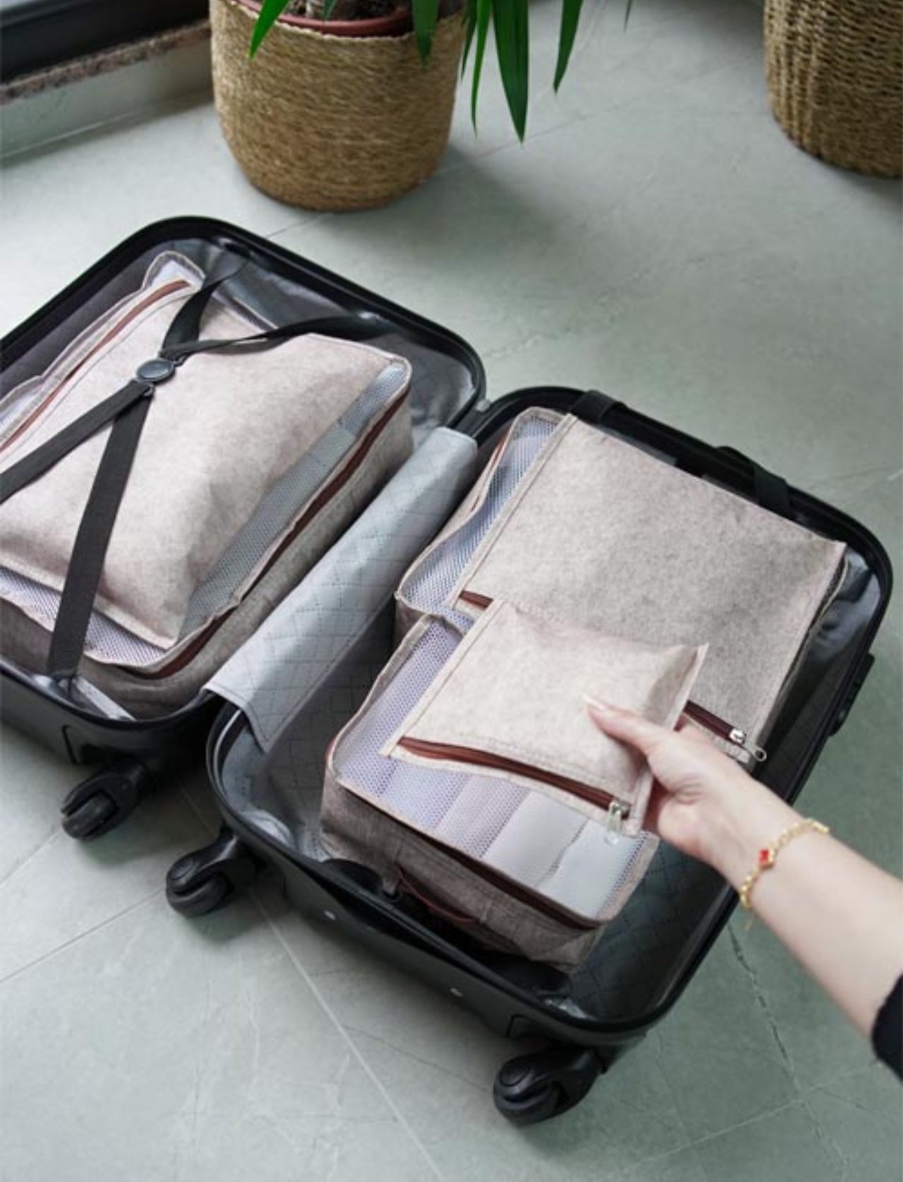 6 lı Dərili Səyahət Çantaları dəsti